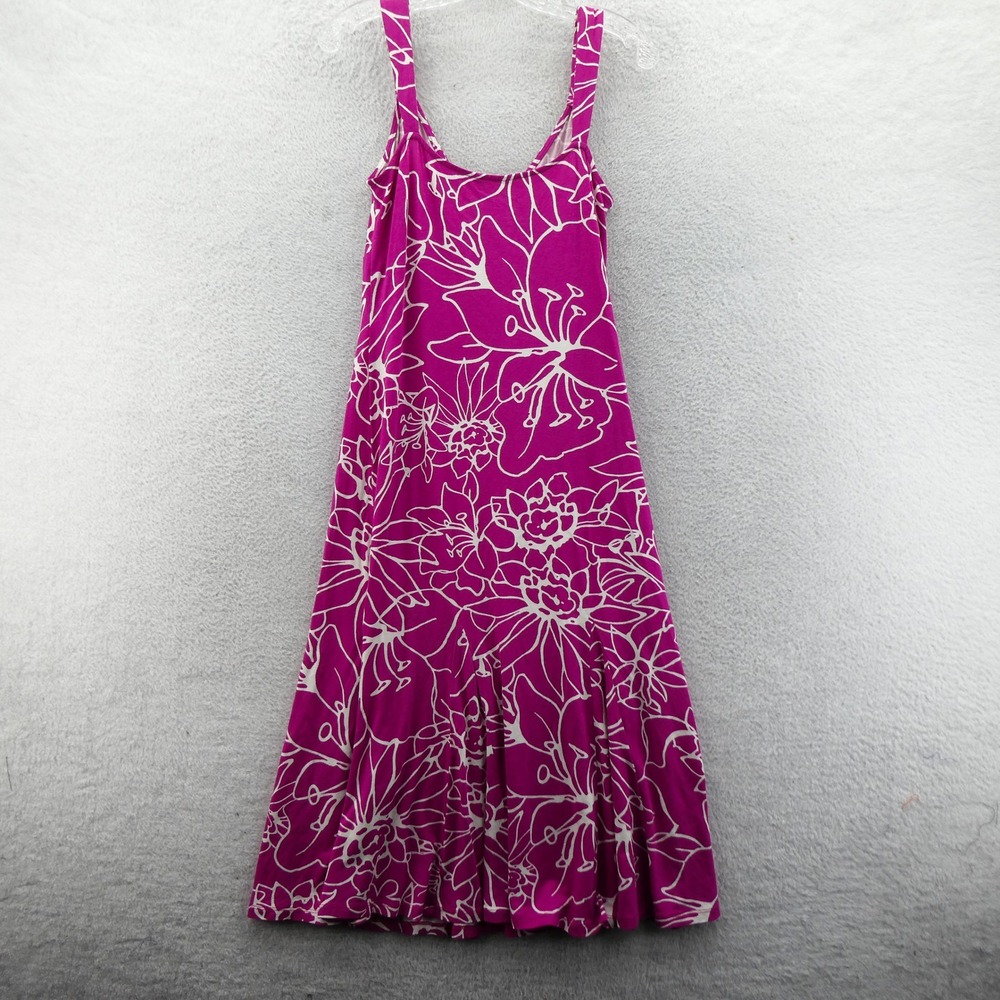 Per Una Dress Women Size 12 Long Vintage Pink Floral Sleeveless Viscose Midi - Picture 8 of 10